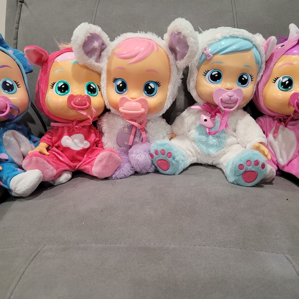 Adorable Baby Dolls Set with Pink, Blue, and White Outfits
